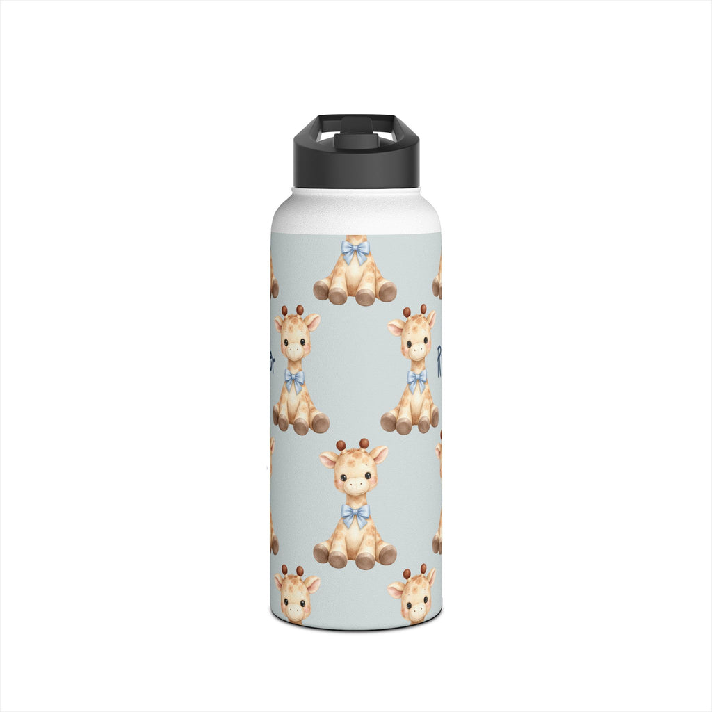 Personalized baby giraffe water bottle gift setting