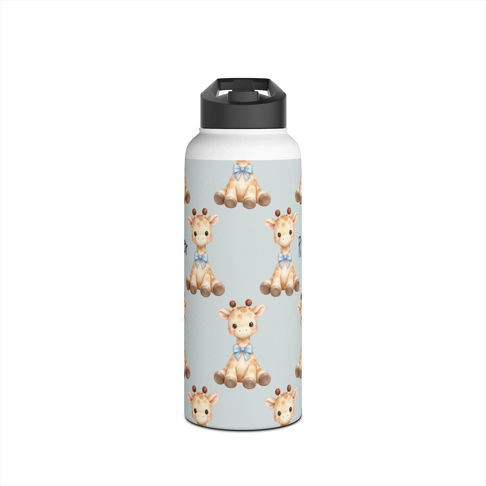 Personalized baby giraffe water bottle gift setting