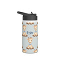 Personalized water bottle with baby giraffe design, custom name