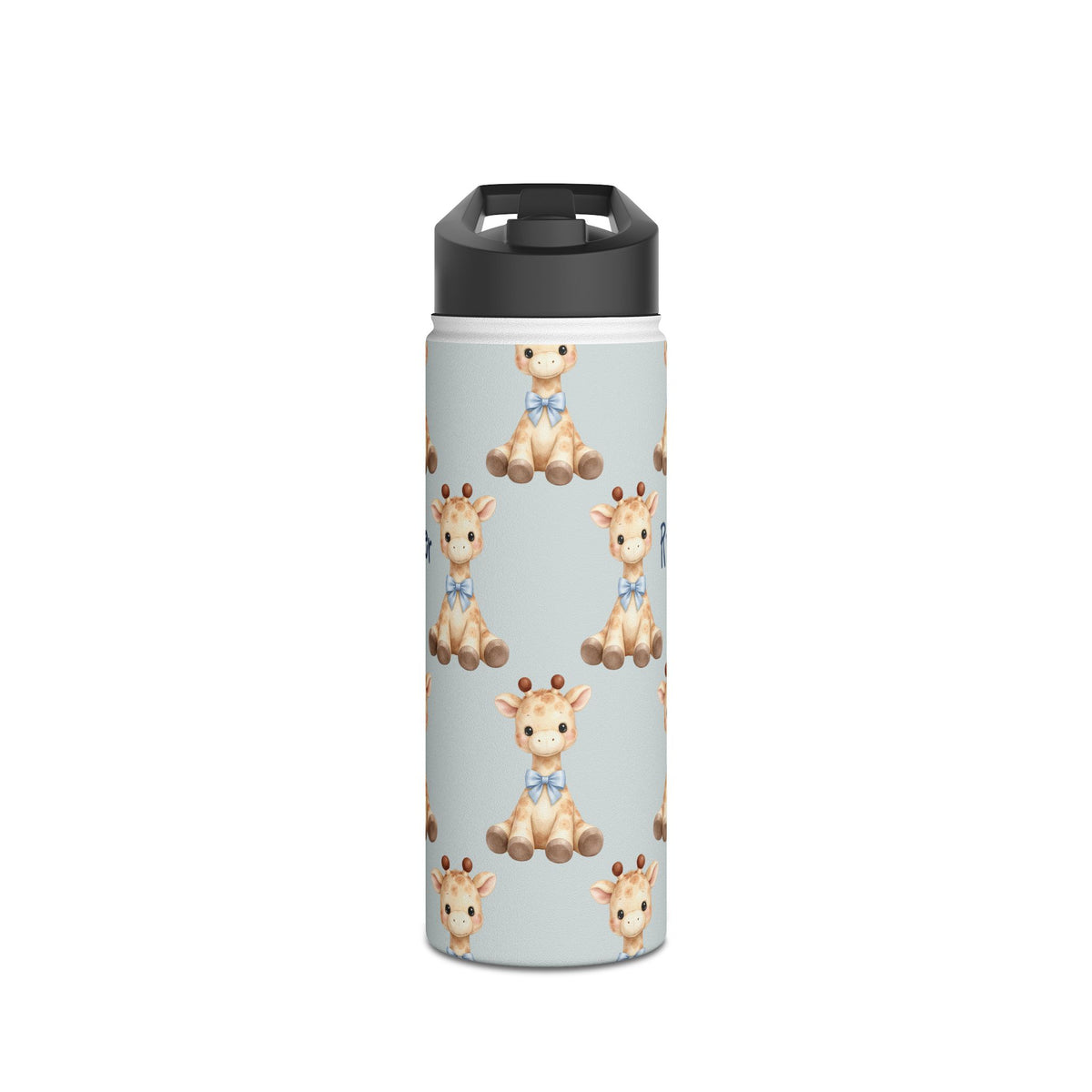 Personalized baby giraffe water bottle size comparison