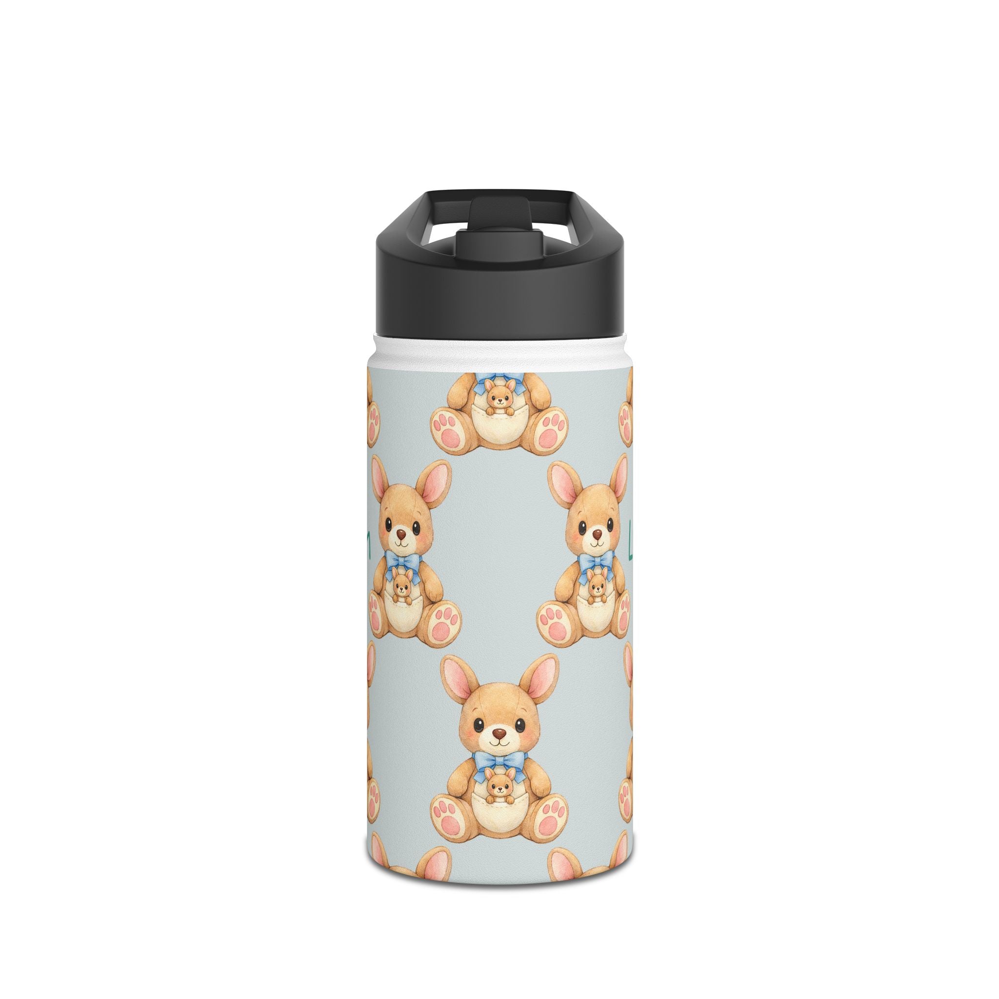 Personalized baby zebra water bottle held in hand