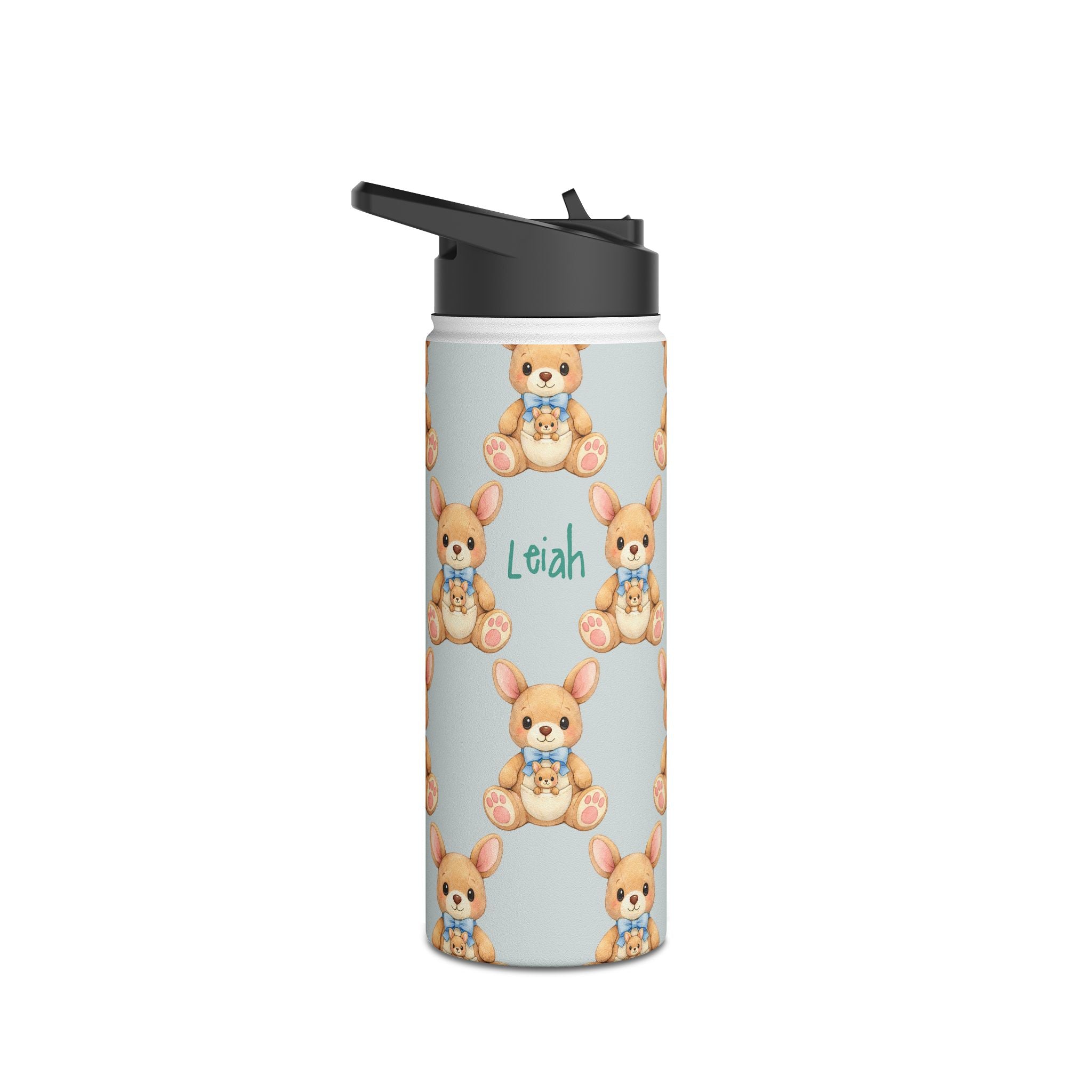 Personalized baby zebra water bottle in lifestyle setting