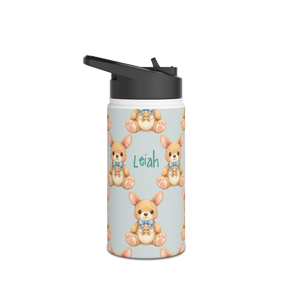 Personalized water bottle with baby zebra design, custom name