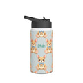 Personalized water bottle with baby zebra design, custom name