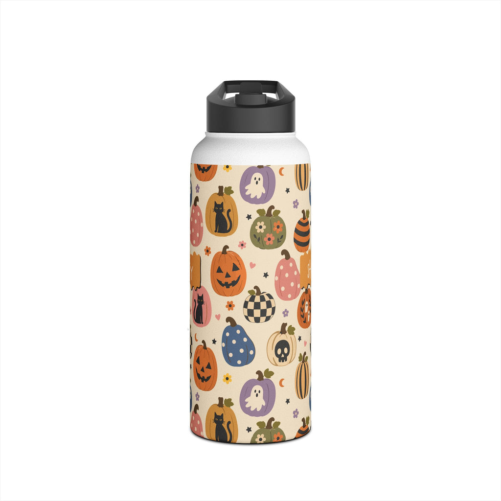 Personalized Halloween pumpkin patch water bottle gift setting