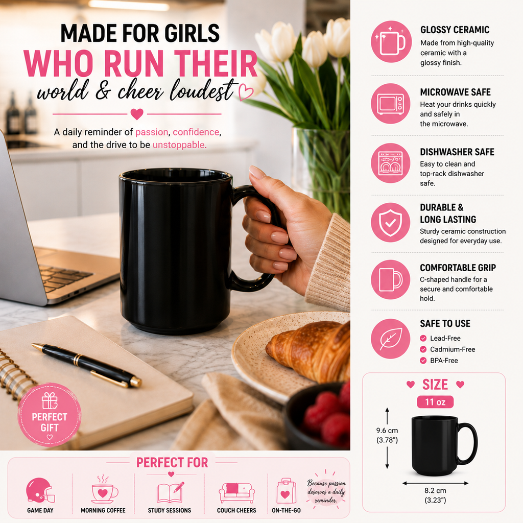 Personalized pink Wife Mom Boss mug with C-handle visible - durable ceramic dishwasher safe