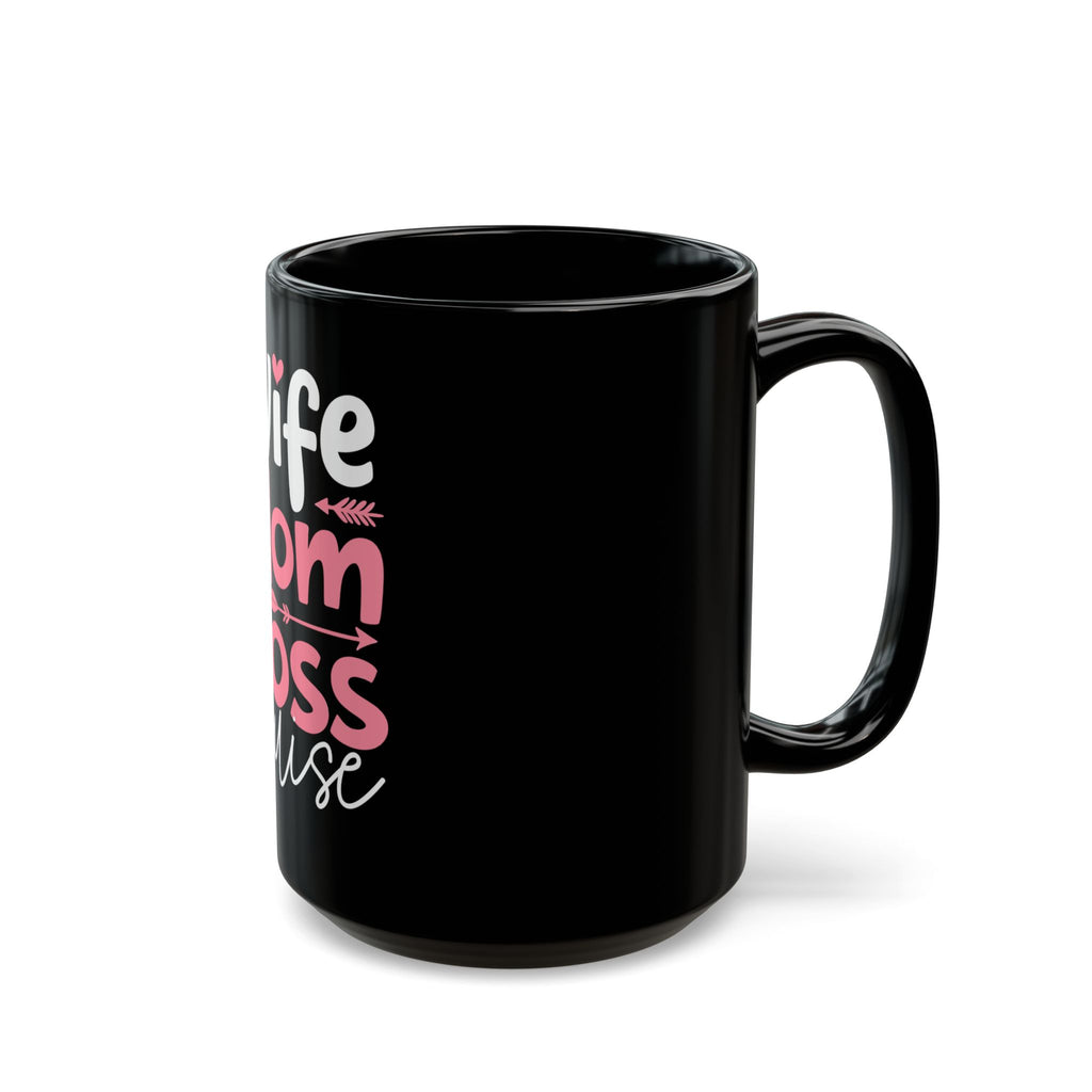 Wife Mom Boss pink personalized mug in home setting - ideal Mother's Day or birthday gift