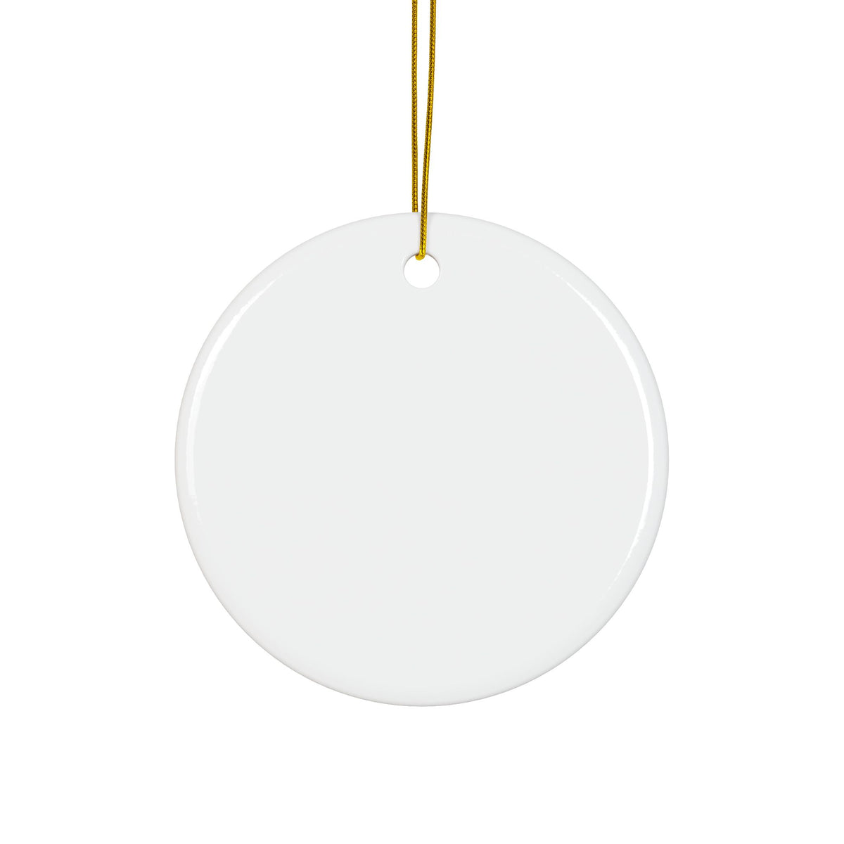 Plain white back of the personalized Promoted to Auntie Christmas ornament in gold script