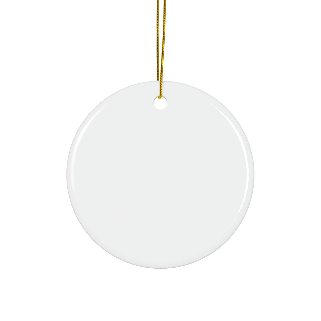 Plain white back of the personalized Promoted to Uncle Christmas ornament in gold script
