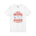Personalized Tired Moms Summer Club V-neck tee front view - white t-shirt with beach graphic